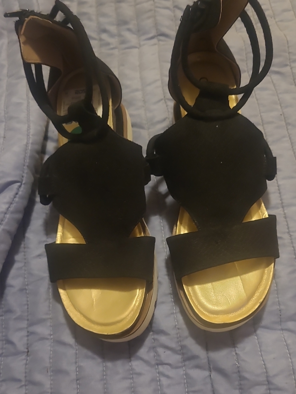 Diba Black and Gold Platform Sandals